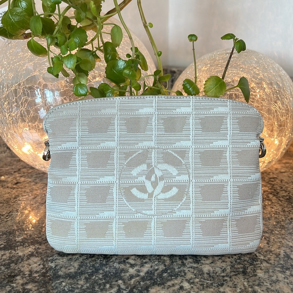 Chanel Tan Canvas and Leather Makeup Pouch
